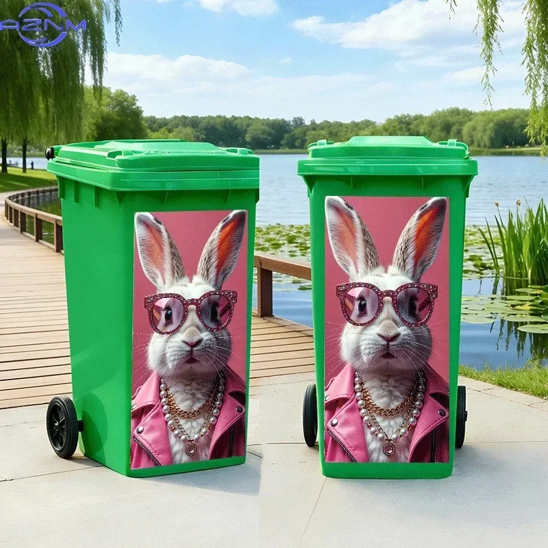 2D 1PCTrash Can Sticker[Title Translated, Do Not Change]Fashionable Trendy Rabbit Has Arrived Theme Design Wall Sticker Self-A