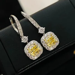 Hoge Kwaliteit Nieuwe 2023 Trend Hot Merk Luxe Sieraden Drop Oorbellen Voor Vrouwen Klassiekers Groot Geel Cz Jubileum Cadeau 925 Sliver