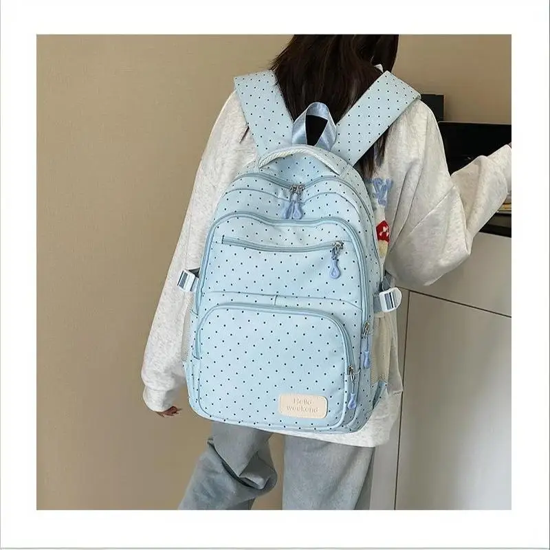 Nylon-Rucksack-Set mit Polka Dots, mehrere Fächer, Reißverschluss, Mädchen-Rucksack-Set, Aufbewahrung von Schreibwaren, Studentenrucksack, Mädchen-Geschenke – Detail 20