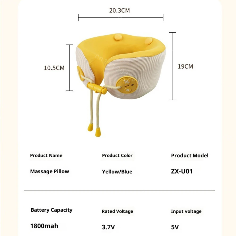 

Customizable Electric Massage Pillow U-Shaped Memory Foam Travel Neck Support Rest U-Cushion Airplane Trip Neck Pillow