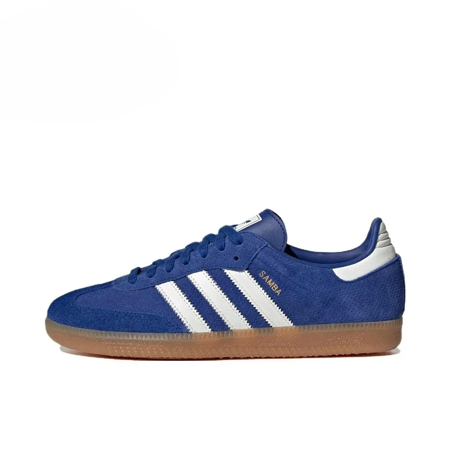 Adidas Originals SAMBA OG Og Leather Comfortable Anti Slip Wear Resistant Low Cut Board Shoes for Men and Women in Blue White