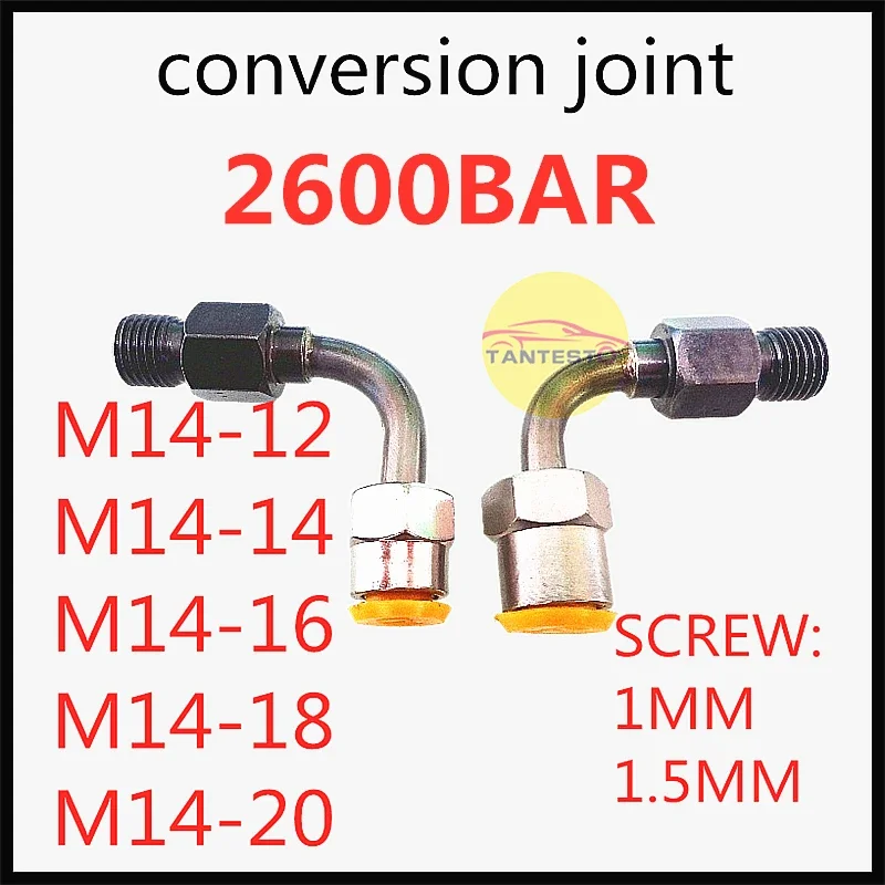 2600bar CRIN Injector Tube Pipe Conversion Joints M14-12/14/16/18/20 Diesel Pump Repair Tool