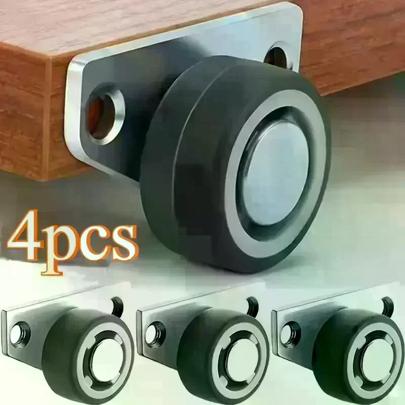 4PCS Mini Side Mount Caster Wheels Silent Rubber Furniture Casters Directional Cartwheels For Trolley Drawer Kitchen Cabinets