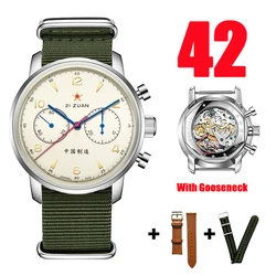 42mm Classic Retro 1963 Chronograph Air Force Mechanical Watch 21 Zuan Pilot Seagull ST19 Movement Gooseneck Sapphire Wristwatch