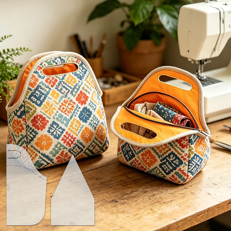 NUBECOM 2pcs Bento Bag Sewing Template, DIY Portable Household Handbag Quilting Template Made Of Durable Clear PET Material - view 5
