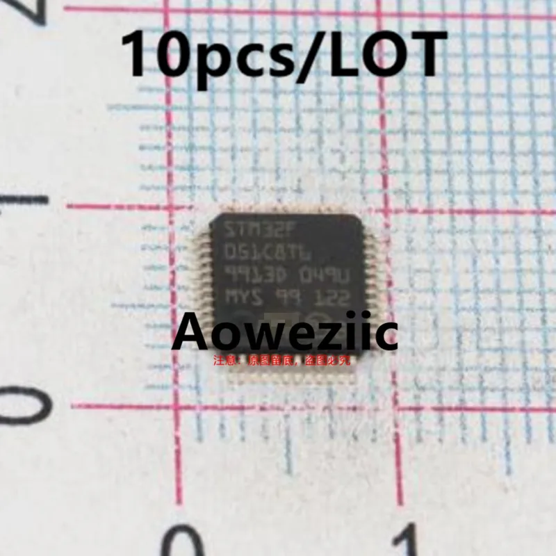 Aoweziic 2023+  100% New Imported Original  STM32F051C8T6  LQFP-48  32-bit Microcontroller MCU