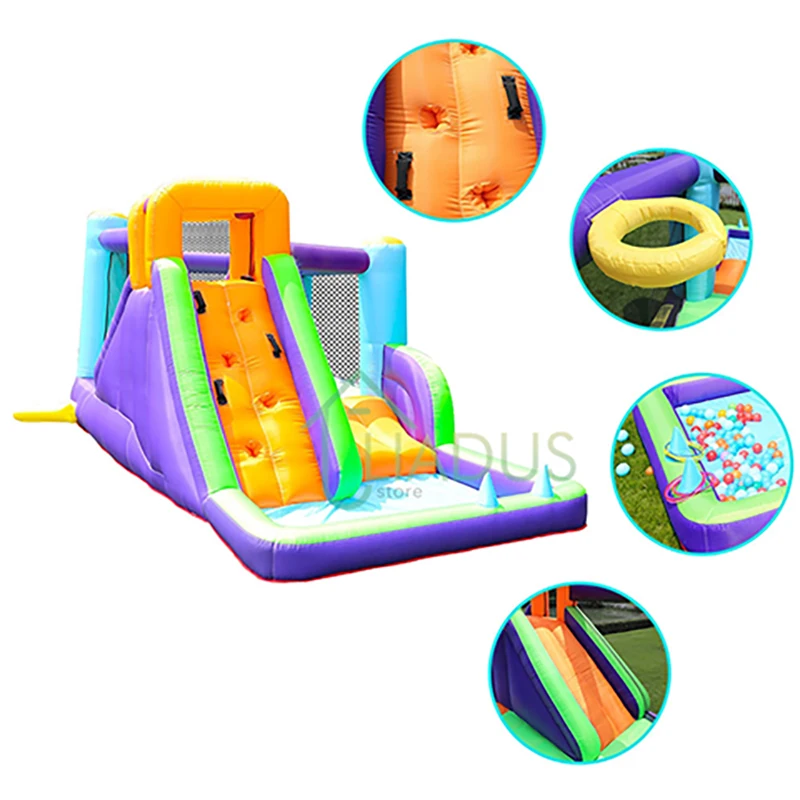 

Inflatable Jumping Castle with Water Slide for Kid Outdoor Air Bounce House Bouncy Castle with Pool for Courtyard Party GamePlay
