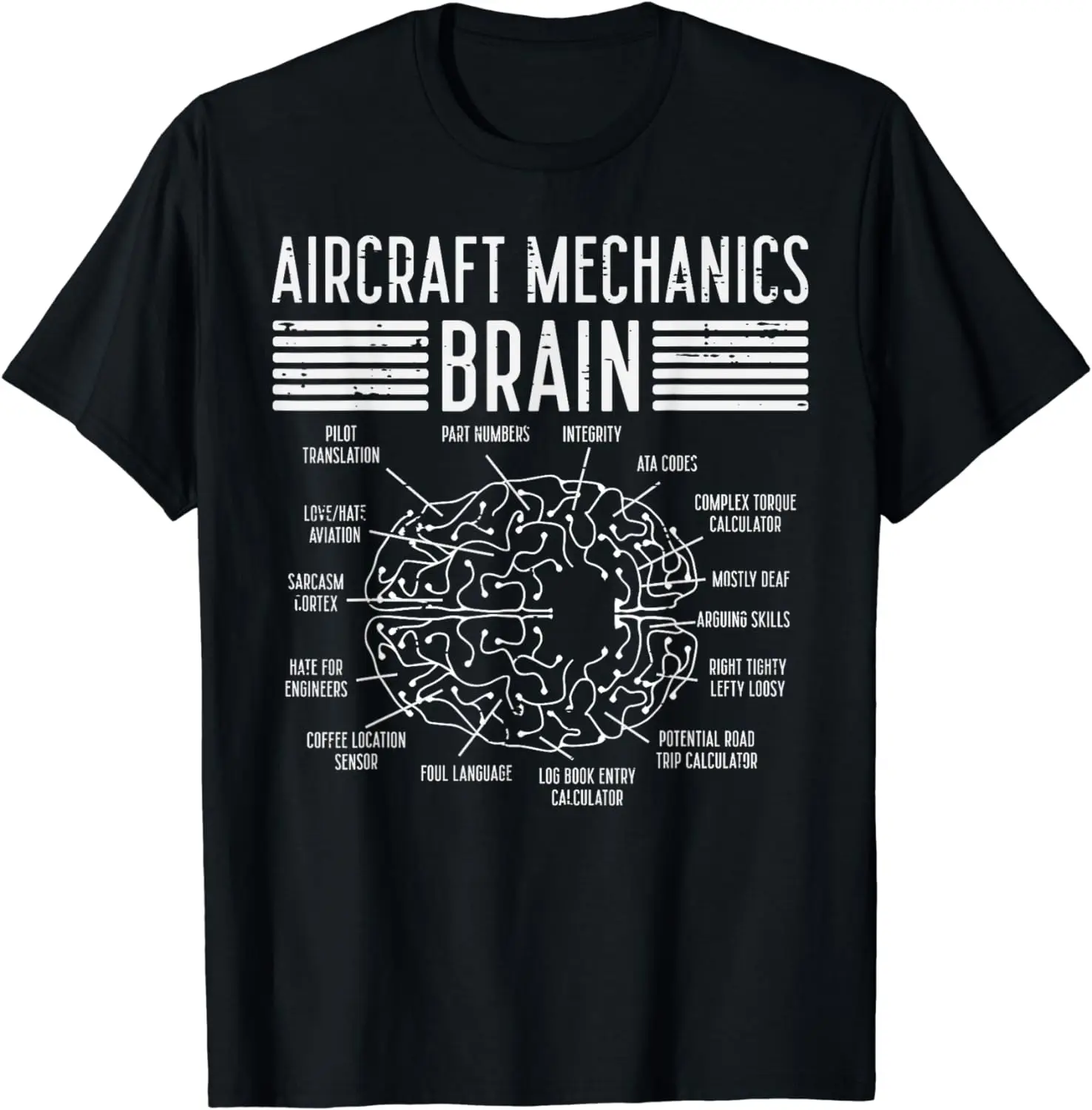 Funny Gift Aircraft Mechanics Brain Airplane Maintenance Unisex Style Shirts for Women Men Clothing Streetwear Graphic TShirts