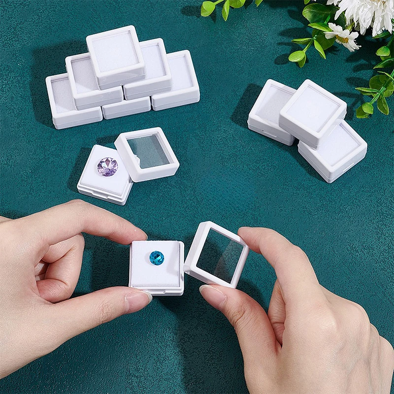 

Lot of 70 Clear Gemstone Display Box Face Bare Stone Gemstone Plastic Clear Diamond Display Box Gemstone Diamond Container