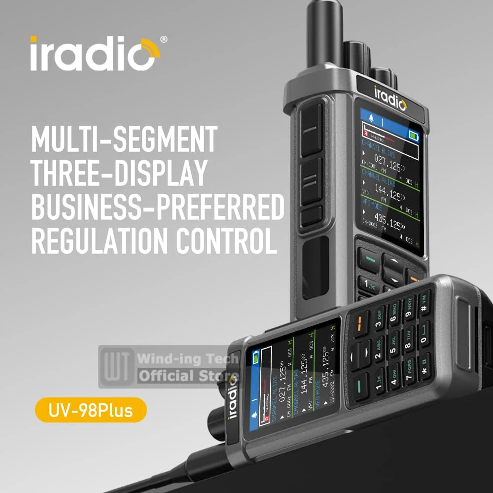 Iradio UV-98 PLUS Air Band Cross Band Repeater Triple Frequency Standby Spectrum Scanning VOX FM SSB HF NOAA DTMF Walkie Talkie