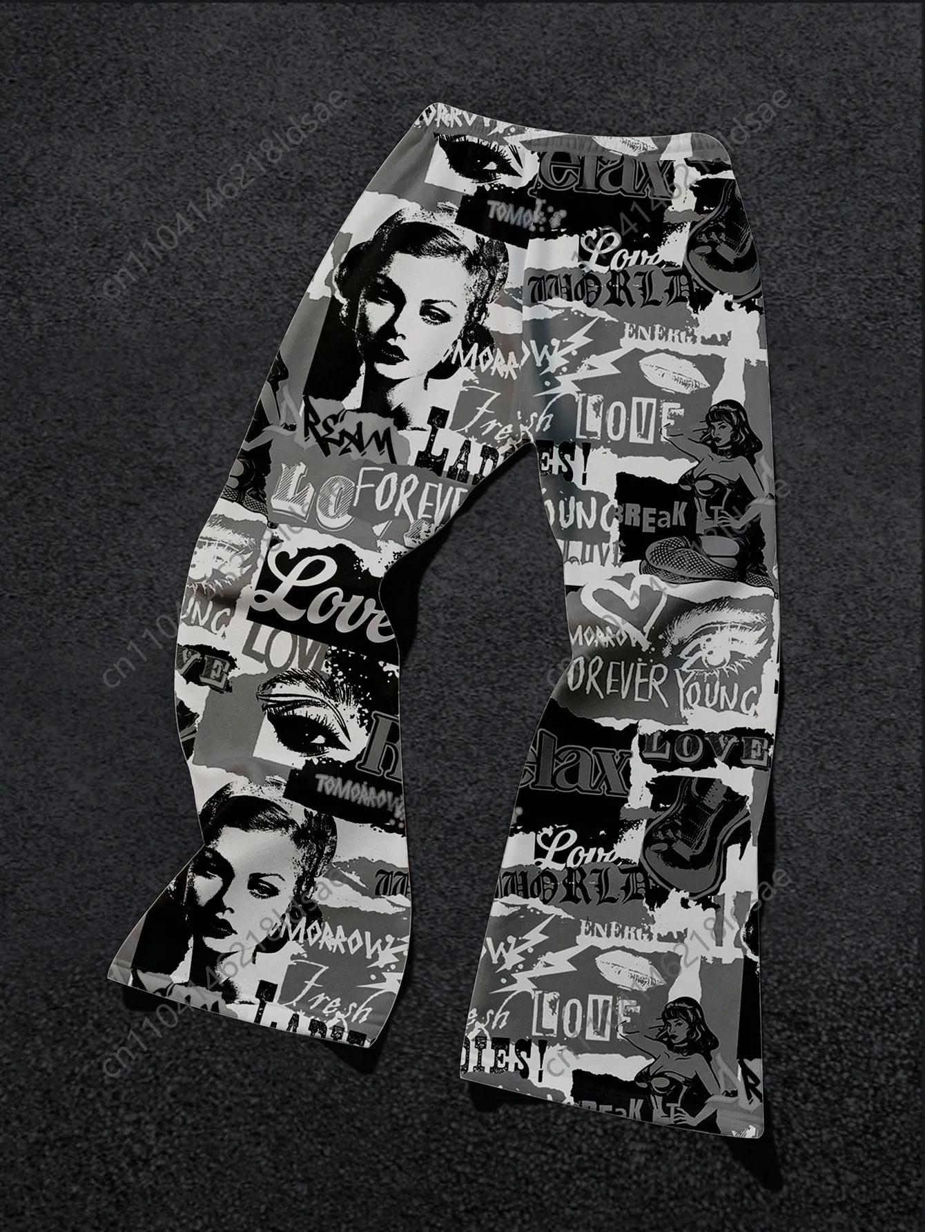 بنطلون Manfinity EMRG للرجال من البوليستر بطباعة ثلاثية الأبعاد INS High Street Hip-Hop Rock بحروف كبيرة واسعة بنطال رياضي على شكل جرس #3