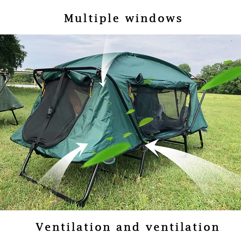 Two-in-one Outdoor Camping Folding Single Tent Marching Bed Portable Rainproof Fishing Tent