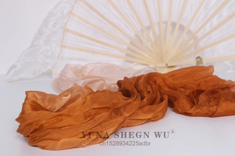 Wachlarze do tańca brzucha, jedwab naturalny wysokiej jakości, chiński jedwab 100%, 1 sztuka, praworęczne, ręcznie robione, ręcznie farbowane jedwabne welony, wachlarze taneczne.