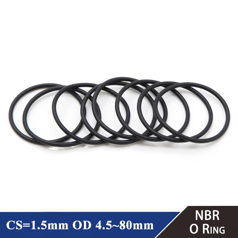 

50/100Pcs Black NBR O Ring Gasket CS 1.5mm OD 4.5mm ~ 80mm Nitrile Rubber Round O Type Corrosion Oil Resist Sealing Washer