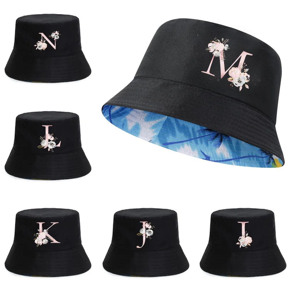 

Fisherman Hat 2022 Summer Women Travel Folding Sunscreen Cotton Leisure Pink Flower Printed Cap Men Portable Fishing Beach Hats