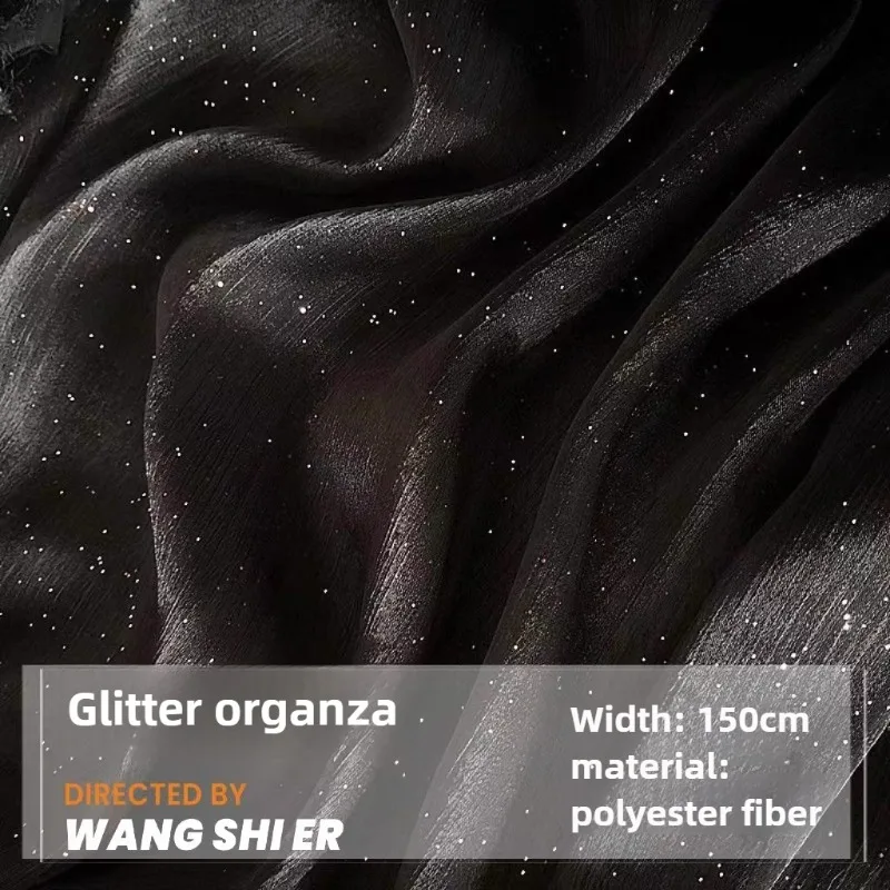 Starry Sky Shiny Organza Fabric Breathable By The Meter for Skirt Hanfu Wedding Dresses DIY Clothes Needlework Sewing Photo Zone
