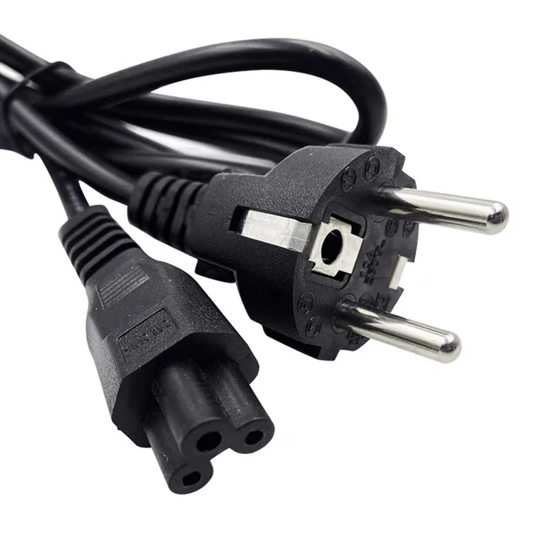 EU Schuko CEE 2 prong to IEC C5 Cloverleaf Power Cord for Notebook Laptop AC Adapters 1.5m European Power Supply Lead Cable