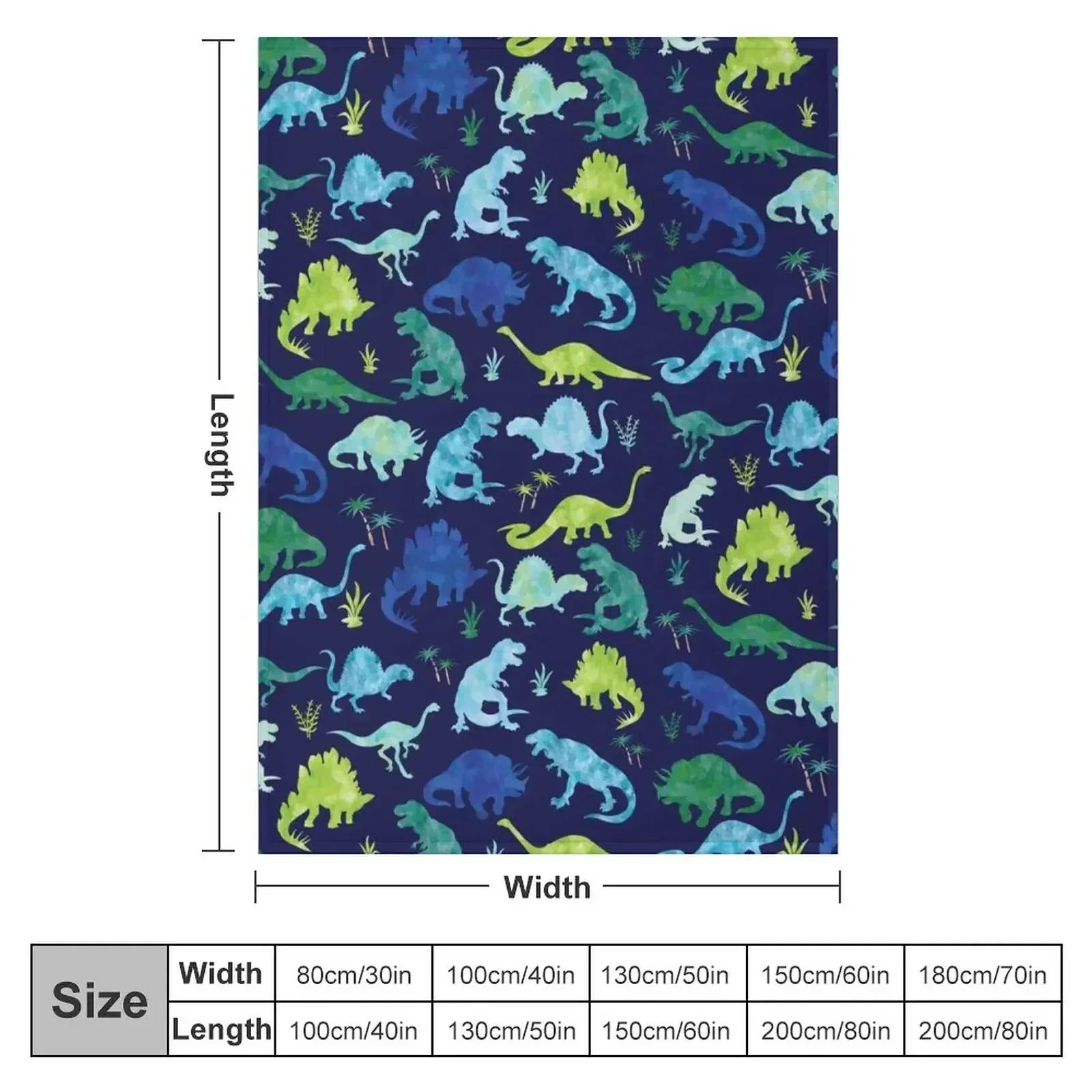 Watercolor Dinosaur Blues Greens Dino Pattern Throw Blanket Furry Plaid on the sofa Luxury Throw for sofa Blankets