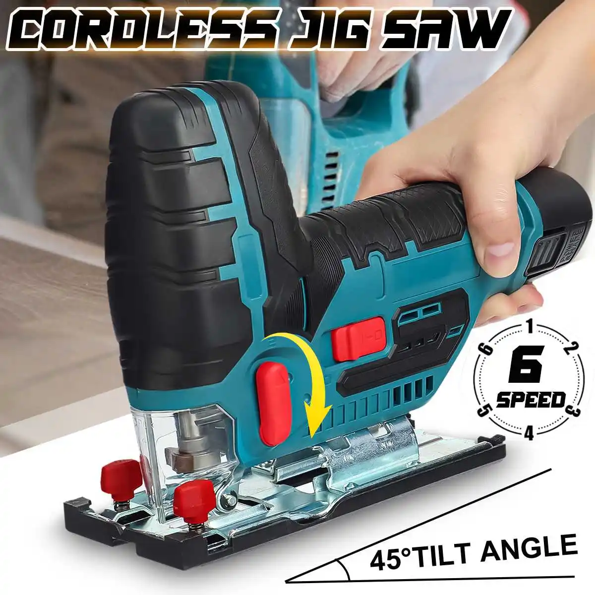 Gabarito sem Fio Viu Jigsaw Elétrico Velocidade Ajustável Portátil Carpintaria Ferramenta Elétrica 45 Graus Ângulo de Inclinação 12v 70 mm 5600rpm