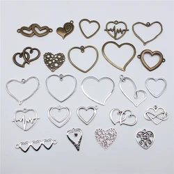 10pcs Hollow Hearts Connector For Jewelry Making Hollow Hearts Charms DIY Handmade Tibetan Finding Jewelry