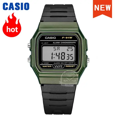 Reloj Casio para hombre, reloj de pulsera digital con correa de resina negra a la moda Retro, modelo F-91WM-3A