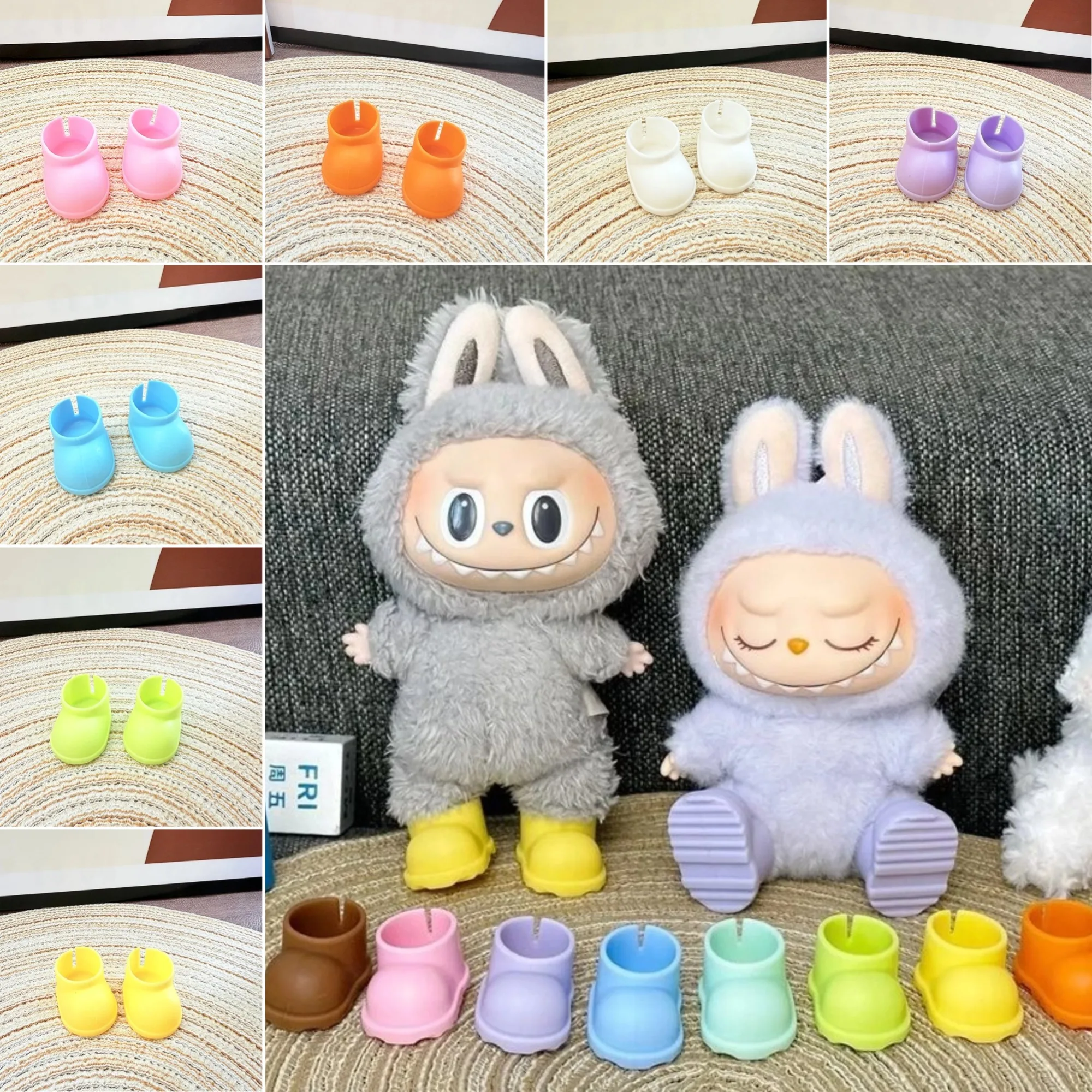 Labubu ตุ๊กตารองเท้า Labubu I II Idol ตุ๊กตา 15/17 ซม.ตุ๊กตา Plush'S รองเท้าฝนนั่งอุปกรณ์เสริม DIY ของขวัญ