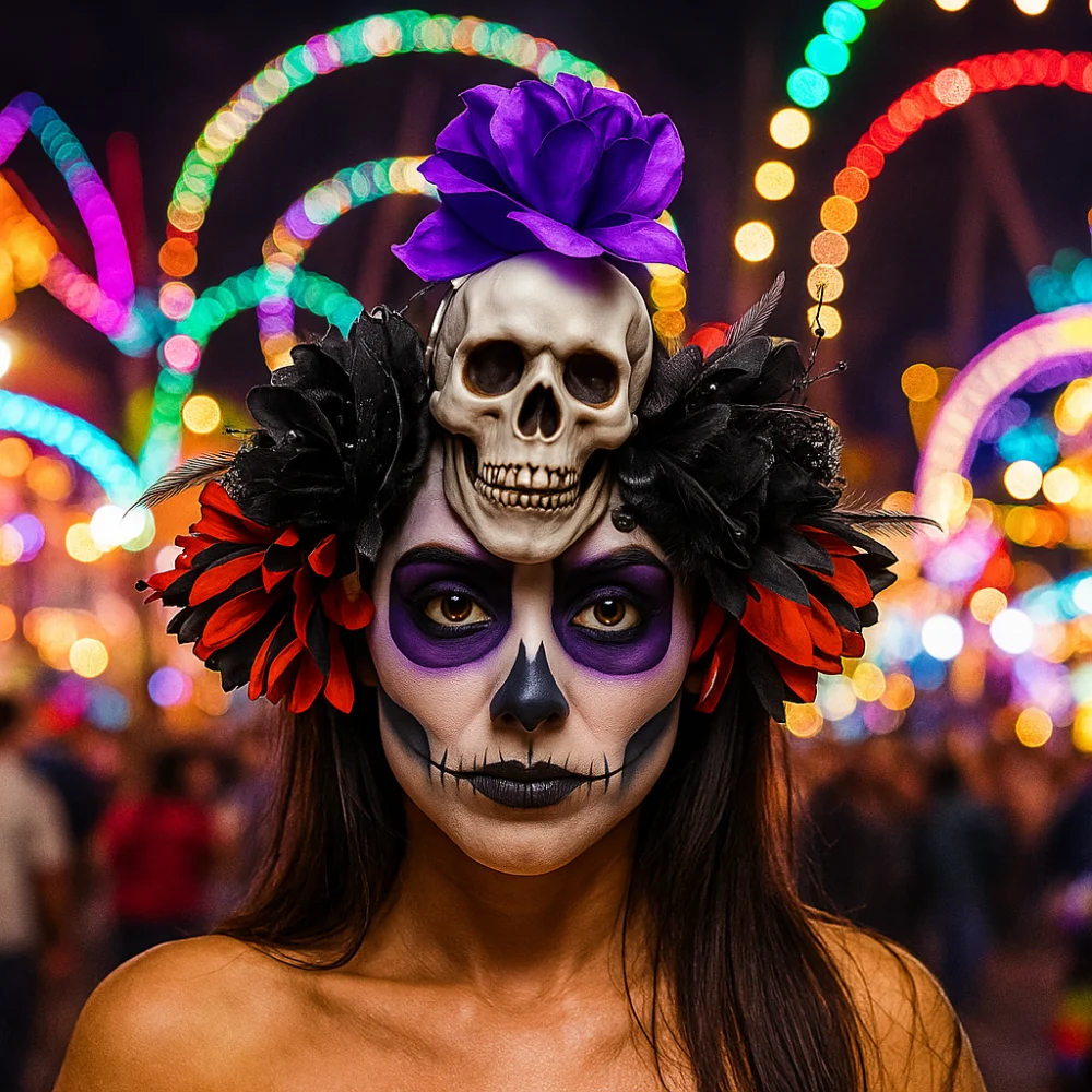 

Темная повязка на голову с черепом, декор на Хэллоуин, имитация цветов, повязка на голову с черепом на Хэллоуин, готический головной убор, повязка на голову на день мертвых