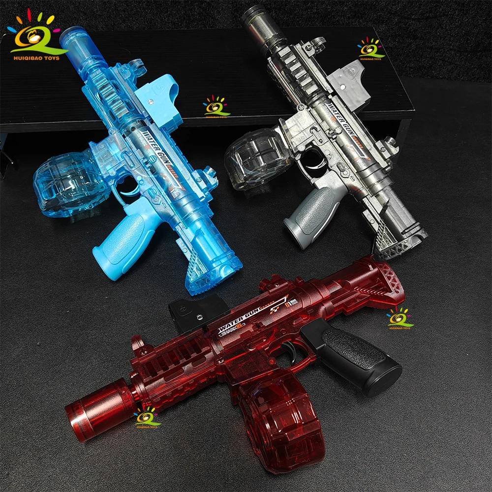 

Детский электрический водяной пистолет HUIQIBAO, игрушка-пистолет со звуком и светом, игрушка для активного отдыха, автоматический водяной пистолет