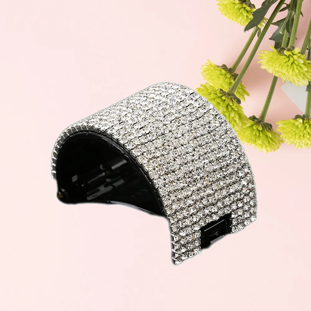 مشبك شعر من حجر الراين كريستال على شكل ذيل حصان مشبك للنساء مقاس L أداة تصفيف الشعر الأسود هدية للحفلات #5