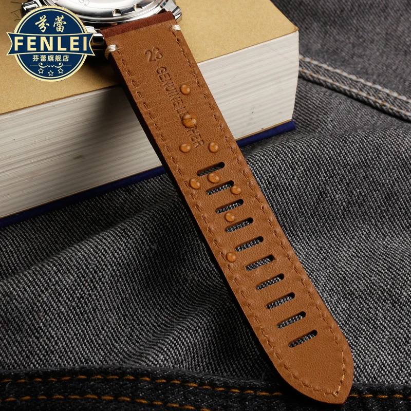 Pulsera de piel auténtica para hombre, banda de cuero de vaca, 23mm, alta calidad, 5054, 5200, 5000, 5015