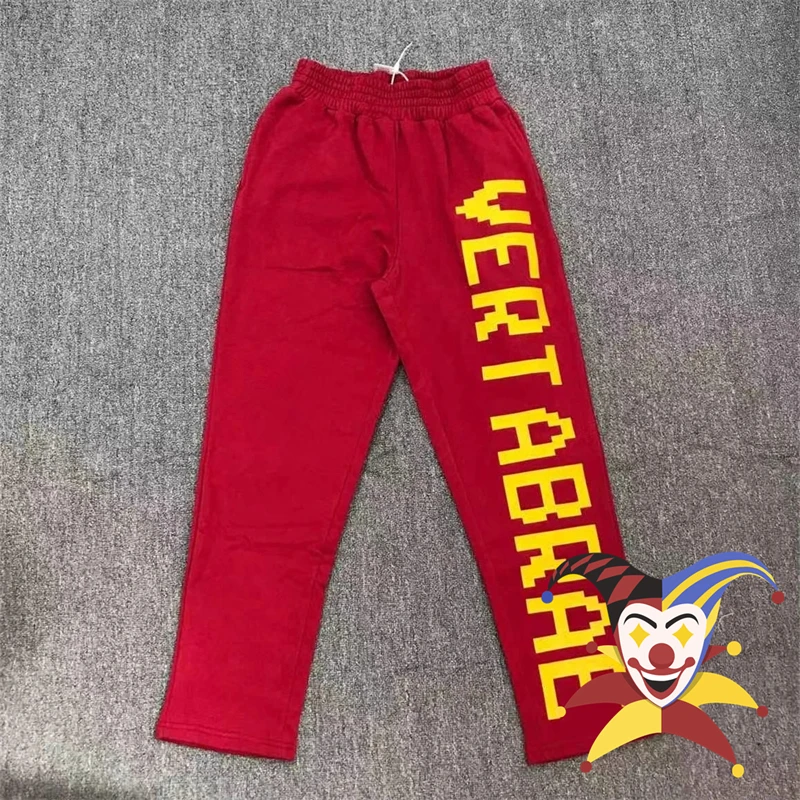 Red Vertabrae Letters Sweatpants Men Women High Quality Jogger Drawstring Pants