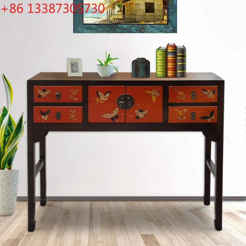 

Новый входной столик в китайском стиле у стены, узкий стол, входной шкаф и узкая полоса на входе стола.