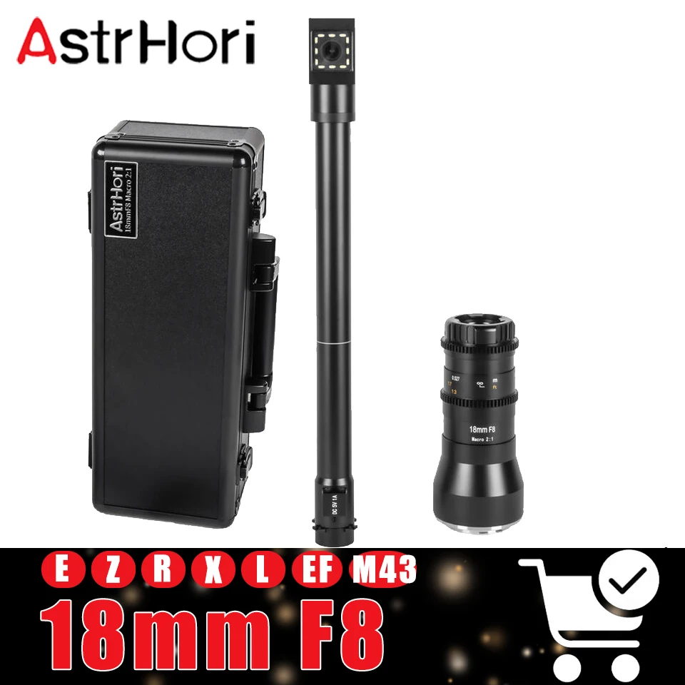 AstrHori 18mm F8 Macro 90° View Probe Lens APS-C Manual Focus Wide Angle Pime Lens for Sony E Canon EF Fuji FX Nikon Z