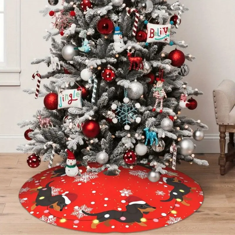 VIKAMA Crimson Emerald Spice Cookie Circlet Sweet Kisses Christmas Tree Skirt Adorable Treat Festal Home Decor Modern Style Soft