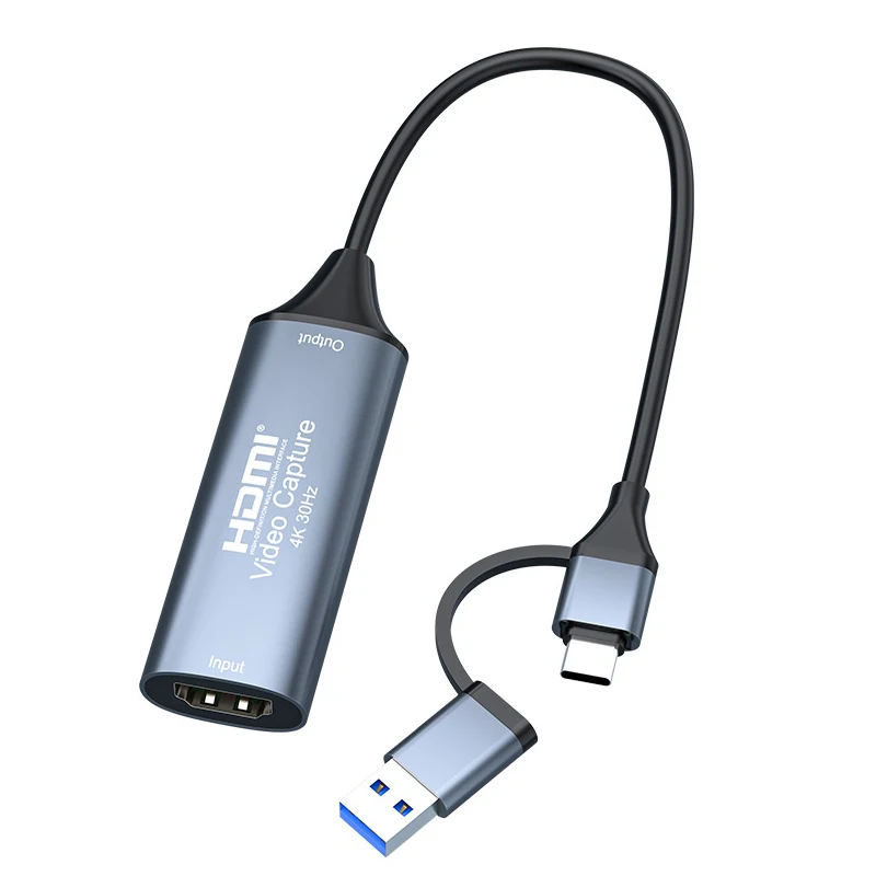 Karta przechwytywania wideo 4K USB C 2 w 1 typu C USB 3.0/2.0 Grabber Record Adapter 1080P 60fps HDMI na USB/USB C Nagrywanie audio-wideo