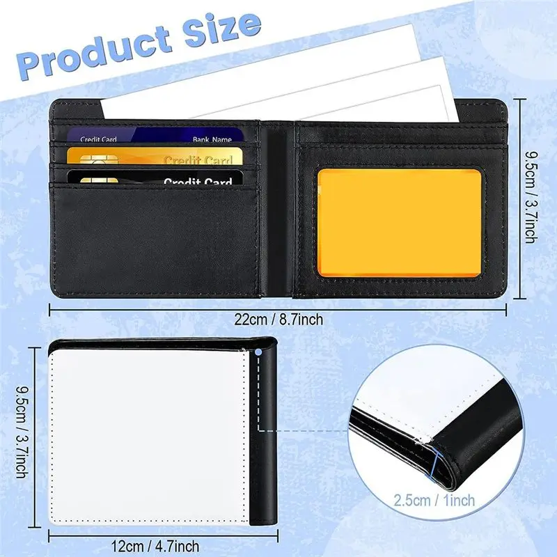 A45I 4Pack Sublimation Wallet Leather Blank Heat Transfer Sublimation Wallets Bank for Men Gift Travel
