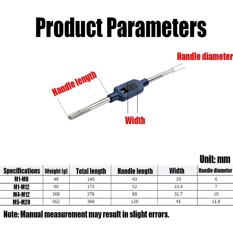 Imagem -02 - Mão Ajustável Tap Wrench Holder Liga de Zinco de Alta Resistência Tap Reamer Threading Tool M1-m32 1pc