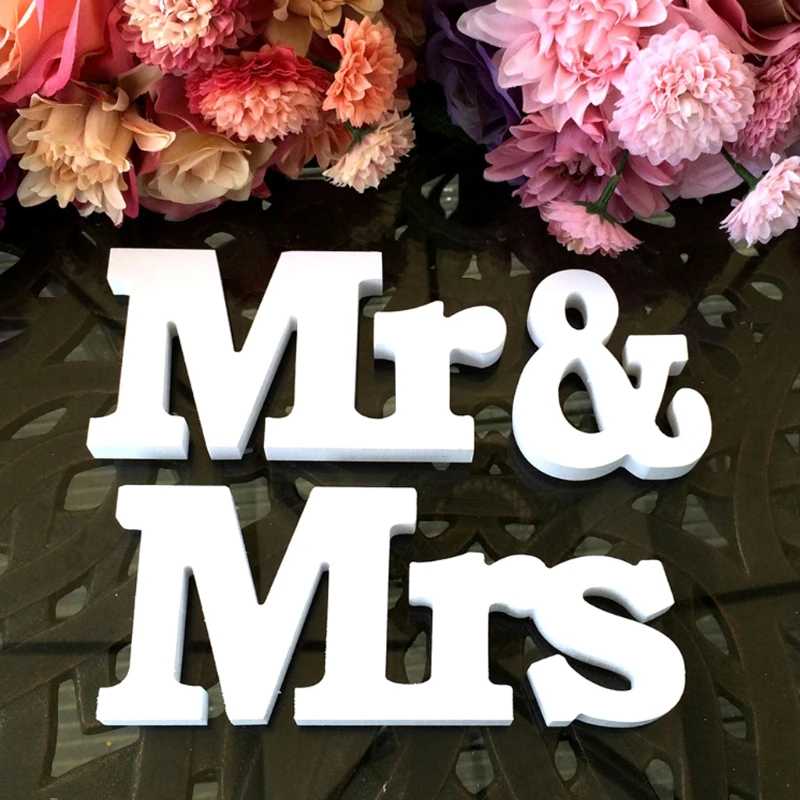 Mr & Mrs Sign Wedding Stand Sign Stand Figuras Decoración Presente Decoración del hogar