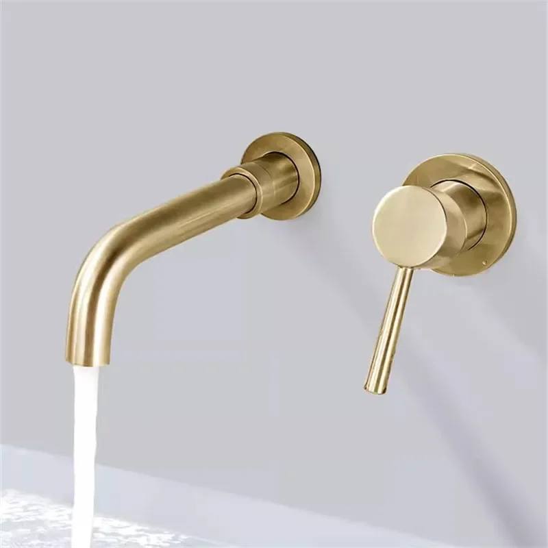 

Brushed Gold Basin Faucet Bathroom In-Wall Black Hot and Cold Bathroom Sink Basin Mixer Tap Set