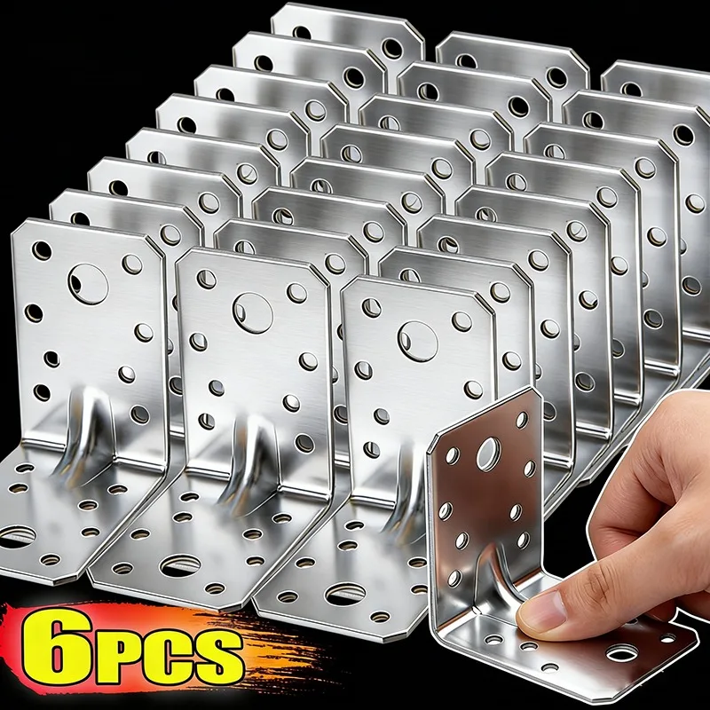 

1/6 шт. 90 ° Угловой кронштейн для тяжелых нагрузок, для деревянных перегородок, с несколькими монтажными отверстиями, металлическая фурнитура, угловой соединитель