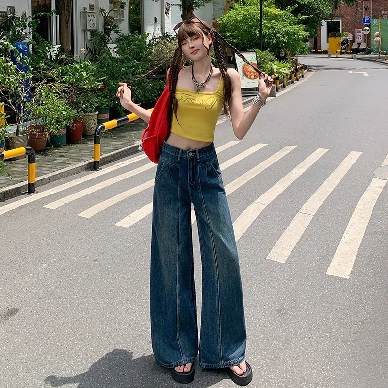 

Women's Jeans Shorts High Waist Pants Streetwear Female Clothing Y2k Summer Straight Tube Early Autumn Woman Trousers Hosen Pant