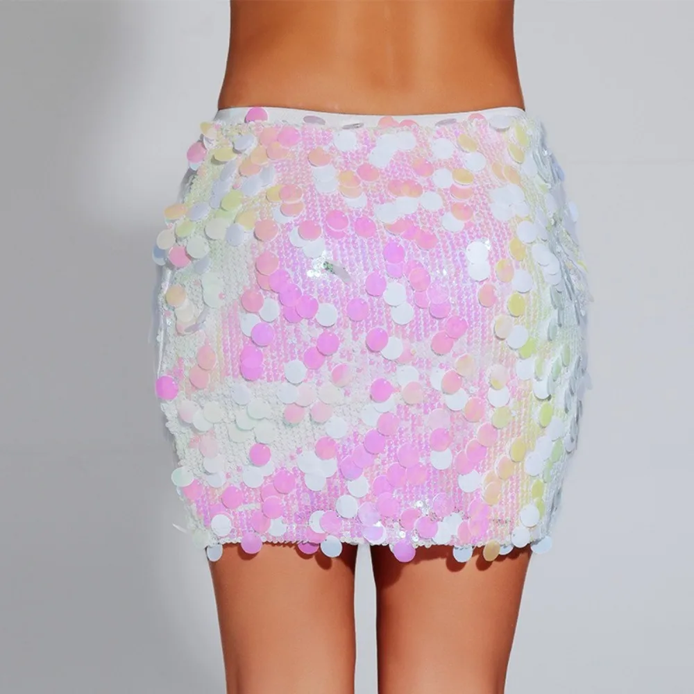 Y2k Skirt Sequin Stage Performance Costume Party Dance Wear  Fashion Clothes Women Clothing Sexy Mini Hottie Girl Summer