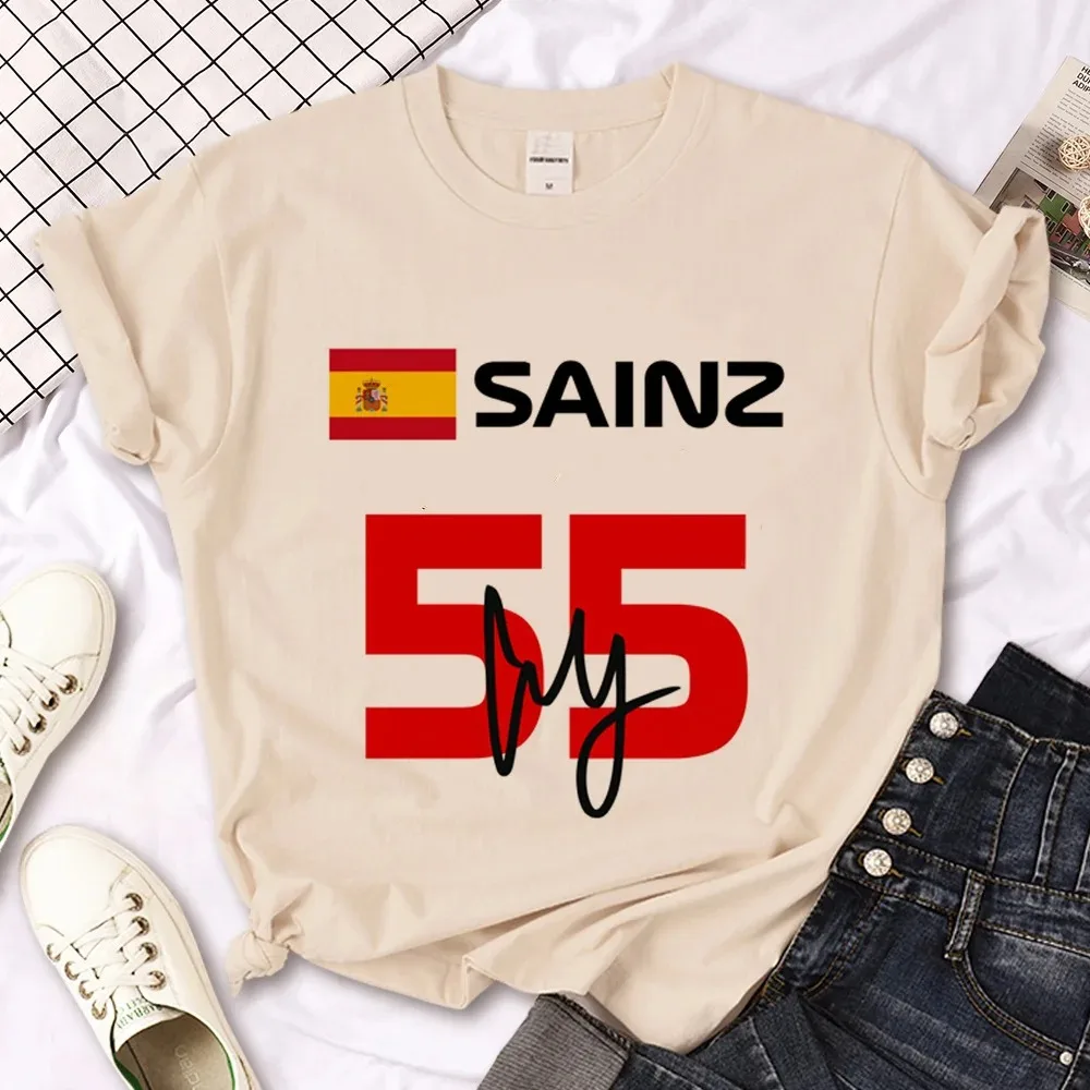 100% Cotton Carlos Sainz T Shirt Graphic Print Women Clothes Girl Tops Summer T-Shirt Casual Oversized Unisex Tees Men Clothing