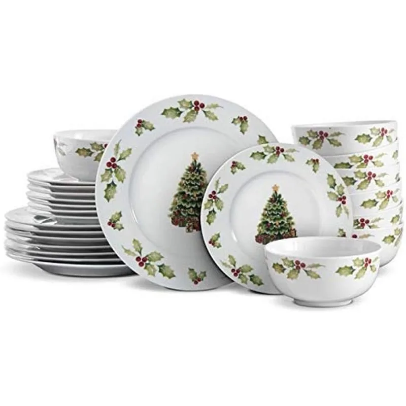 

Christmas Day Dinnerware Set, Service For 8, White