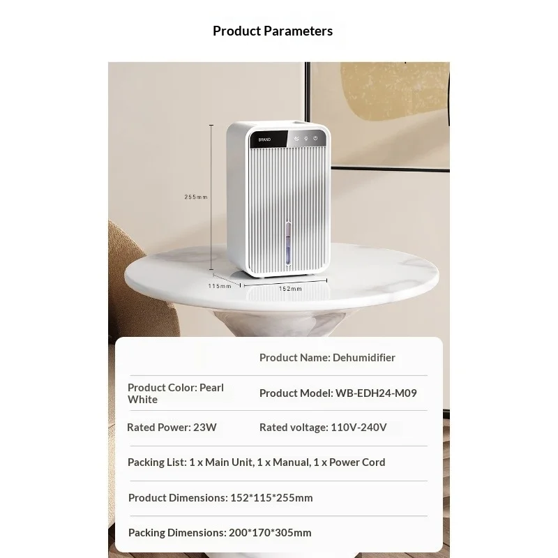 Silent Small Dehumidifier Mini Moisture-proof for Home Bedroom Moisture Absorber Quiet Operation