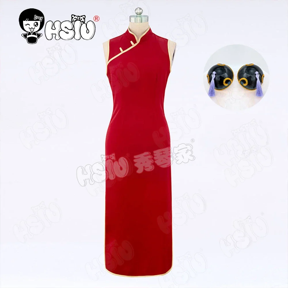 Kagura cosplay traje peruca de fibra sintética peruca 「HSIU」laranja cabelo curto vermelho sem mangas cheongsam anime gintama kagura trajes peruca