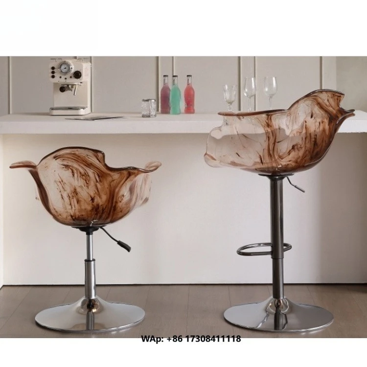 TT Manufacturer Factory Custom High-end Restaurant Cafe Dining Chair Luxury Adjustable Height Flower Shaped Acrylic bar Stools