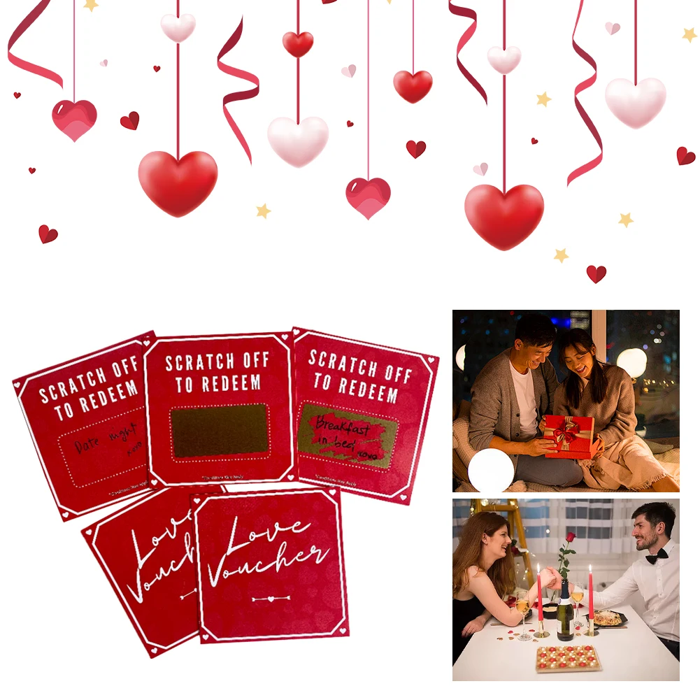 5/10/20Pcs Anniversary Gift Coupons Romantic Lucky Scratch-off Cards DIY Valentine's Day Motivational Gifts Cards for Boyfriends