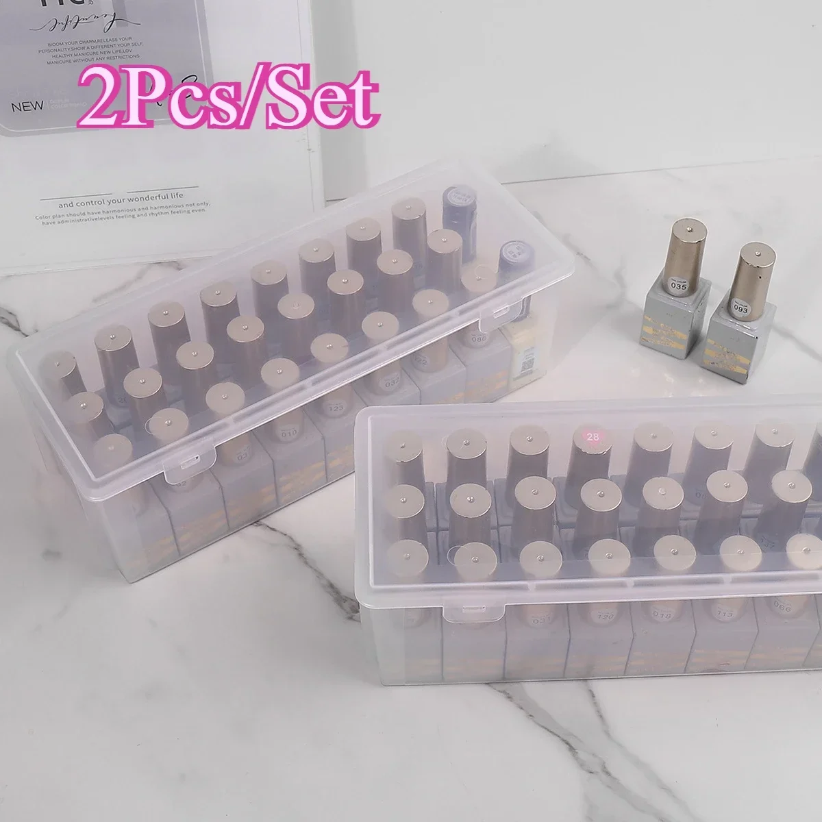 

Nail Art Rectangle Plastic Transparent Storage Box Nail Rhinestone Brush Pen Buffer Grinding Files Organizer Container Case