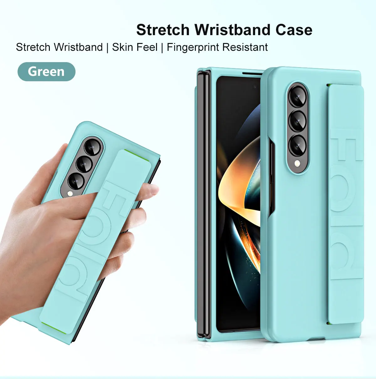

Shockproof Stretch Wristband Case For Samsung Galaxy Z Fold 6 5 4 3 2 5G Fold6 Case with Wrist Strap Hard PC Plastic Matte Cover